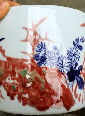 景德镇手绘收藏陶瓷青花瓷中国风毛笔笔筒办公室高档摆件大容量