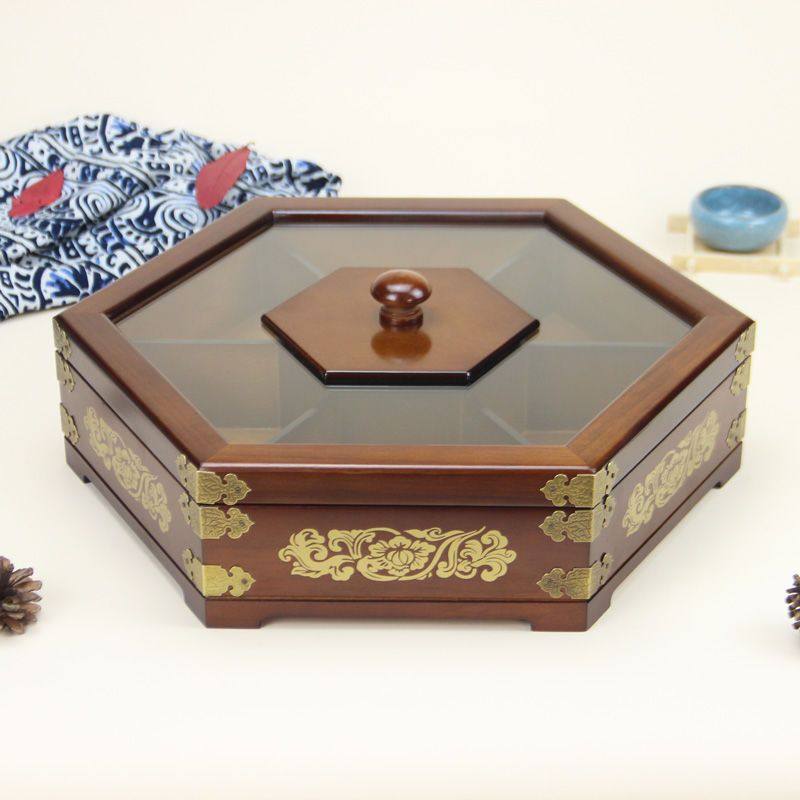 实木分格带盖双层创意客厅家用木质果盘瓜子坚果零食双层干果盒子,淘宝优惠券,粉丝福利购,淘宝优惠卷