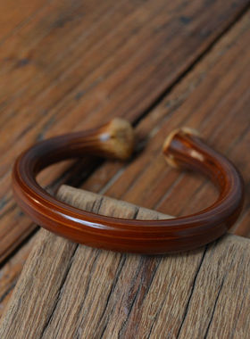 鸡藤血手镯粗无节双龙头金刚藤鸡血藤西藏手工饰品小众简约高