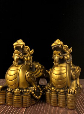 纯铜开运金钱貔貅 镇宅聚财招财神兽 大号貔貅办公室家居饰品摆件