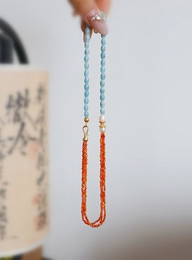 新中式简约天然石彩色串珠项链百搭级感国风时尚精致个性锁骨链女
