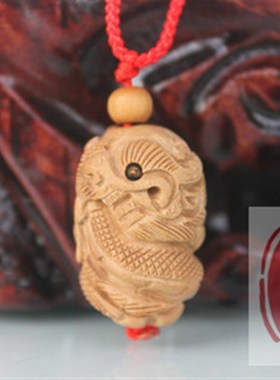 肥城桃木立体雕刻12生肖鼠牛虎兔龙蛇马羊猴鸡狗猪项链吊坠男女戴