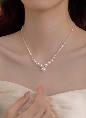 法式珍珠项链颈链女2025新款爆款毛衣链轻奢小众串珠锁骨链高级感