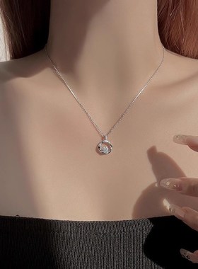 999纯银莫比乌斯环项链女款2024新款高级感轻奢小众锁骨链送女友