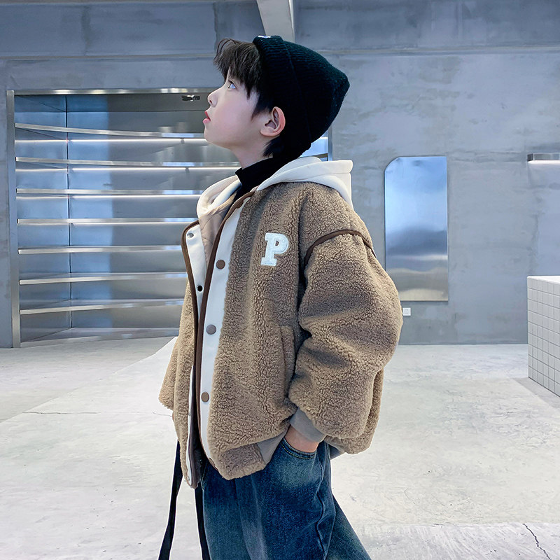 男童秋冬装连帽摇粒绒铺棉外套2023新款中大童冬季加厚毛毛衣潮,淘宝优惠券,粉丝福利购,淘宝优惠卷