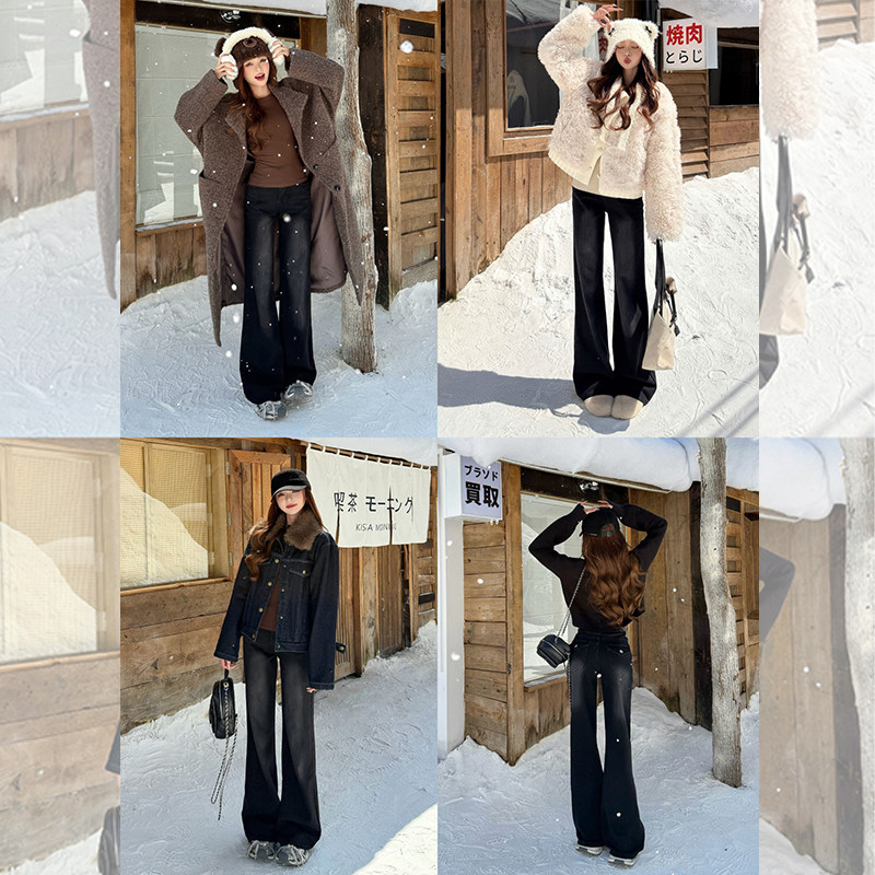 修身经典黑灰牛仔长裤女2026秋冬新款不贴腿高腰遮肉显瘦堆堆长裤,淘宝优惠券,粉丝福利购,淘宝优惠卷