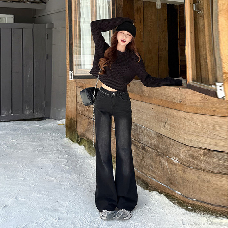 修身经典黑灰牛仔长裤女2026秋冬新款不贴腿高腰遮肉显瘦堆堆长裤,淘宝优惠券,粉丝福利购,淘宝优惠卷