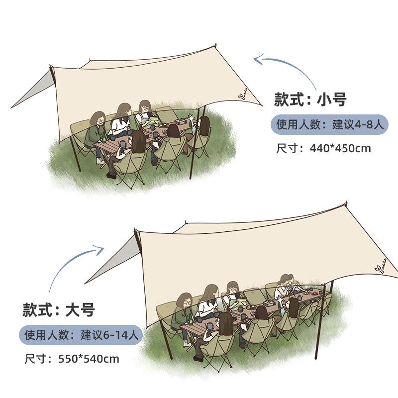 vidalido怪兽涂银黑胶天幕户外防晒八角帐篷便携式露营装备遮阳棚,淘宝优惠券,粉丝福利购,淘宝优惠卷