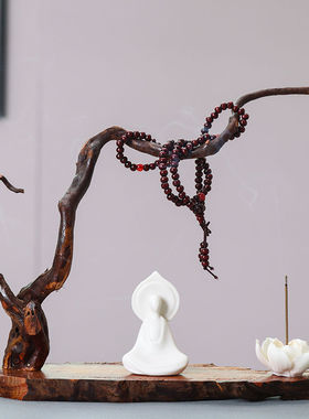 新中式禅意根雕工艺品风化木摆件茶室客厅电视柜玄关人物软装饰品