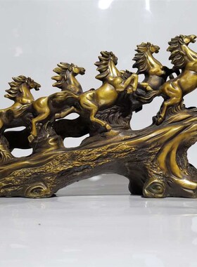 纯铜摆件八骏马中式玄关装饰品八骏雄风居家客厅公司铜马案台摆设