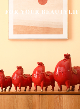 汉鸿 创意招财摆件唐马办公室客厅书房桌面装饰摆设品家居工艺品