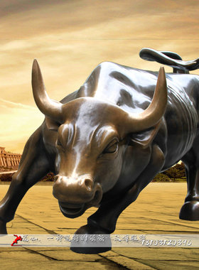 园林景观铸铜牛雕像户外大型铜雕加工广场玻璃钢仿铜雕塑制作厂家