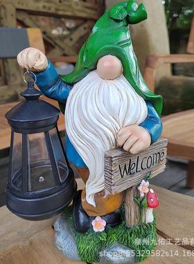 太阳能精灵树脂提灯户外装饰卡通庭院草坪灯树脂工艺品摆件
