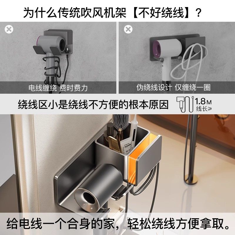 德式XAEIOCIF轻奢吹风机吸盘置物架免打孔卫生间浴室收纳支架,淘宝优惠券,粉丝福利购,淘宝优惠卷