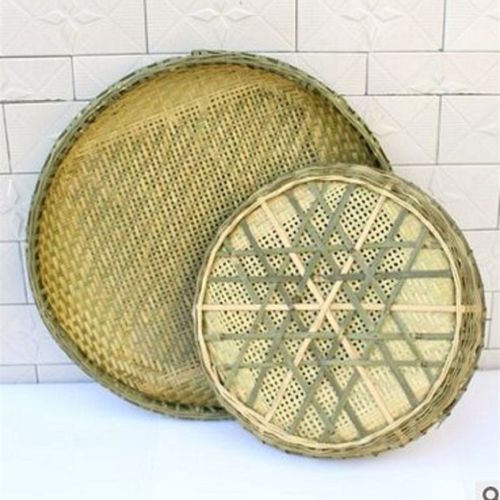 竹编筛子竹筛子圆簸箕晾晒网菜盘竹匾茶筛竹子簸箕米筛竹簸箕家用 - 图1