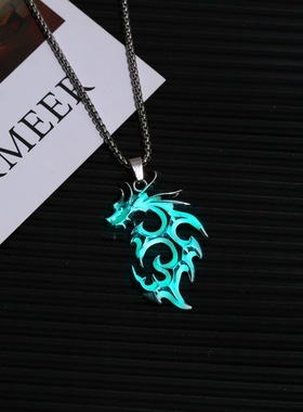 光火焰龙狼王项链嘻哈男女ins个性蹦迪吊坠情侣设计感脖颈链潮