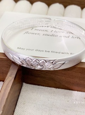 古法莲花手镯女百搭民族风开口镯子妈妈长辈