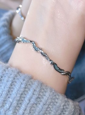 「游龙清影」新中式不规则蓝色海浪手镯轻奢小众精致高级感手环女