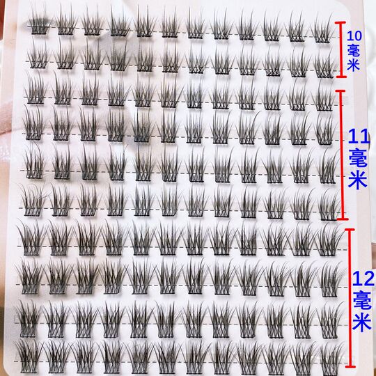 10-12mm mixed feather fan false eyelashes segmented single cluster natural soft thick eyelashes for lazy beginners