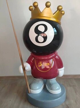 创意台球模型卡通公仔大摆件玻璃钢雕塑装饰桌球厅俱乐部门口开业