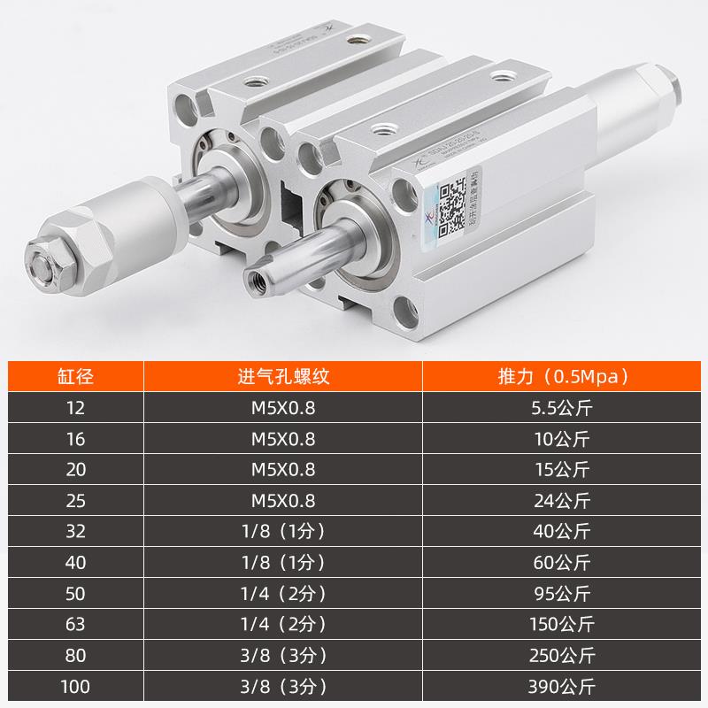 星辰气动SDAJ32/63-30-20/40-75-50/16*25*100-S薄型可调行程气缸 - 图1