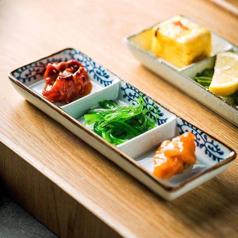 陶瓷蘸料小碟分格备盘子烤肉蘸料盘三格味碟调料碟小菜碟分隔餐具,淘宝优惠券,粉丝福利购,淘宝优惠卷