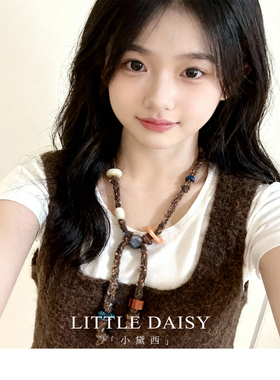 「小黛西」复古彩色毛线串珠项链