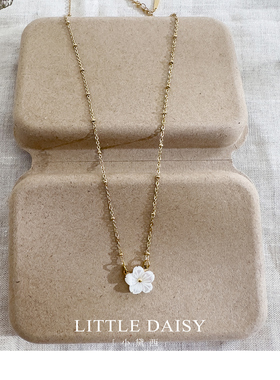 「小黛西」钛钢白色贝壳花朵项链