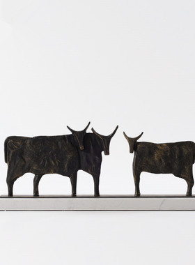 新中式样板房家居装饰摆件小型禅意人物雕塑骑马摆设客厅软装饰品