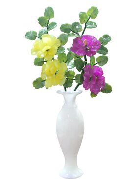 玉石雕刻牡丹花客厅家居饰品玉花瓶插花玉花工艺品创意新中式摆件