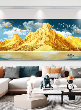 客厅流水生财自粘贴画墙贴挂壁画