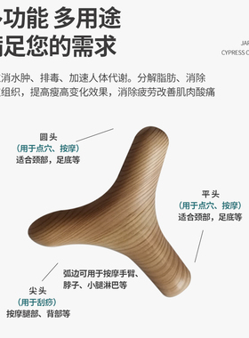 桧木点穴棒木质三角全身经络通用足底按摩穴位拨筋棒足疗按摩实木