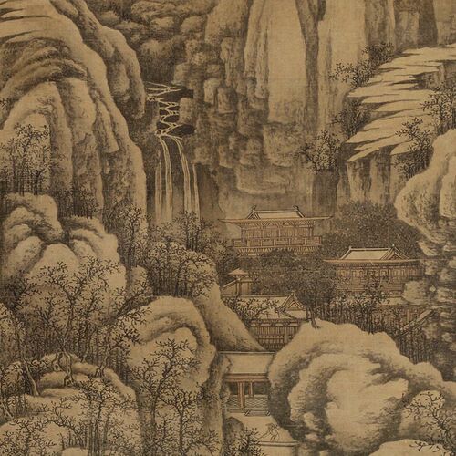 北宋 郭熙雪山兰若图 高清微喷打印宋代明人名画画稿装饰画心范本 - 图2