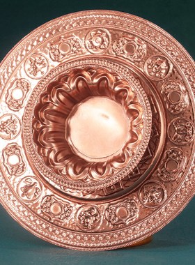 藏式善愿福纯铜紫k铜曼扎盘供曼扎八吉祥修盘三十七堆日月家用摆