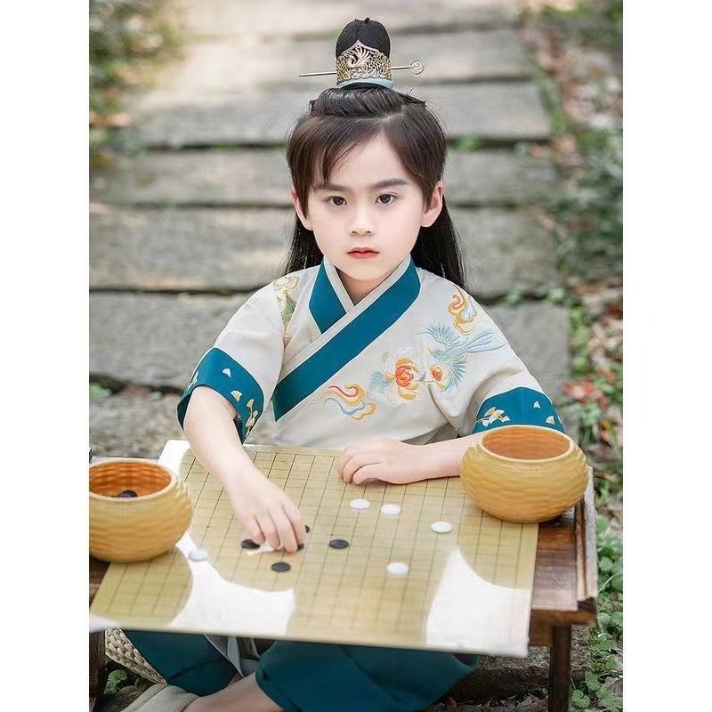男童汉服夏季薄款短袖小男孩演出服春秋古装中国风儿童唐装国学服,淘宝优惠券,粉丝福利购,淘宝优惠卷