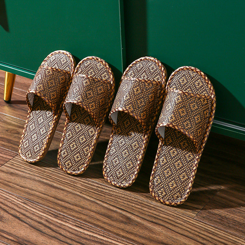 10双装藤编凉拖鞋家用拖鞋女夏季草编竹编男室内居家,淘宝优惠券,粉丝福利购,淘宝优惠卷