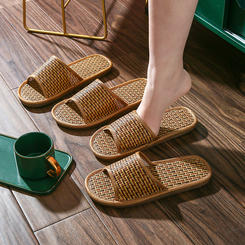 10双装藤编凉拖鞋家用拖鞋女夏季草编竹编男室内居家,淘宝优惠券,粉丝福利购,淘宝优惠卷