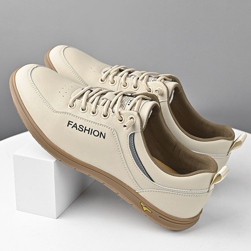 男鞋2025春夏新款真皮透气休闲运动皮鞋一脚蹬软底百搭豆豆小白鞋,淘宝优惠券,粉丝福利购,淘宝优惠卷