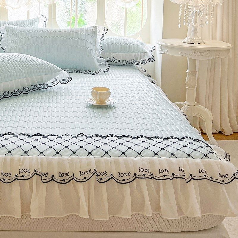 夏季乳胶凉席床笠款三件套2025新款花边床裙款冰丝席空调席可机洗,淘宝优惠券,粉丝福利购,淘宝优惠卷