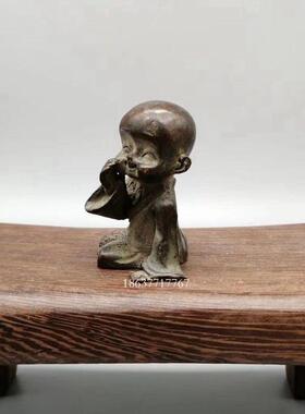 仿古做旧铜器实心小和尚悄悄话摆件 家居金属古玩工艺礼品装饰品