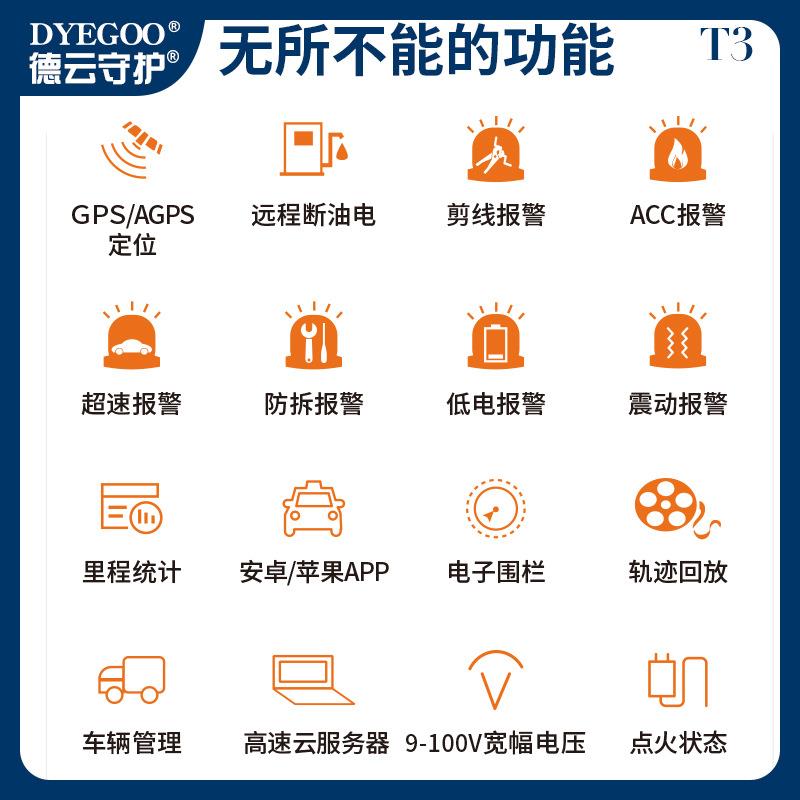 高压永久免费平台电动车定位器T3 非法启动报警摩托车汽车防盗 - 图0