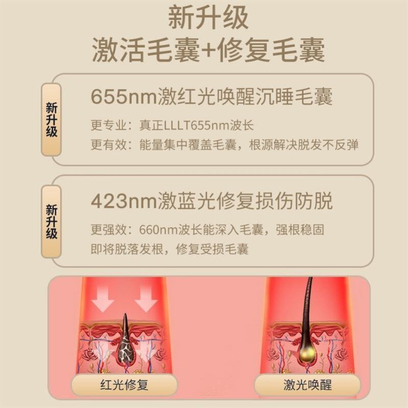 微电流生发梳电动按摩梳红蓝射频光疗育发梳导药器护发头皮上药器,淘宝优惠券,粉丝福利购,淘宝优惠卷