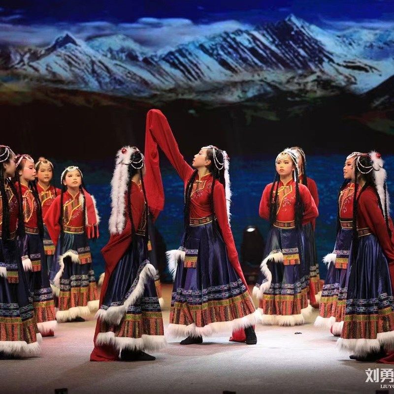 儿童藏族表演服藏族舞蹈服装演出服话剧舞台装民族舞台藏服女裙,淘宝优惠券,粉丝福利购,淘宝优惠卷