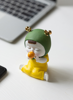 创意吹泡泡陶瓷可爱小女孩摆件家居卧室办公桌面装饰人物工艺品