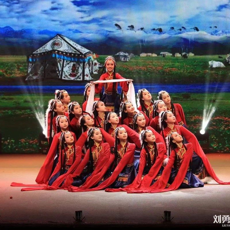 儿童藏族表演服藏族舞蹈服装演出服话剧舞台装民族舞台藏服女裙,淘宝优惠券,粉丝福利购,淘宝优惠卷