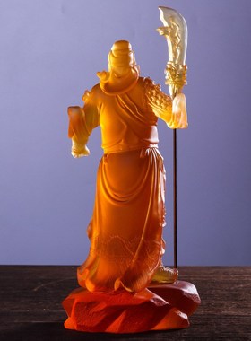 琉璃关公摆件招财关公像佛像关羽武财神关二爷财神爷家用供奉神像