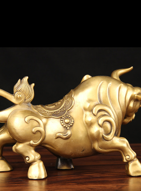 铜福牛铜牛摆件 铜财牛摆件 铜华尔街牛 铜擡头牛摆件