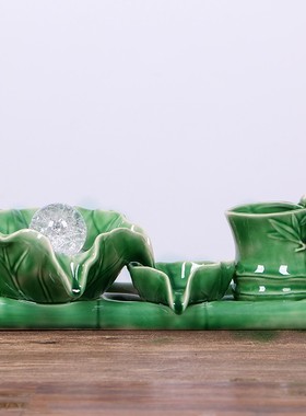 陶瓷鱼缸自动循环流水养鱼盆增氧过滤器室内喷泉瀑布装饰造景摆件