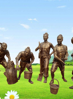 定制陶土泥塑雕像定做玻璃钢客厅招财农耕人物塑像艺术品雕塑摆件