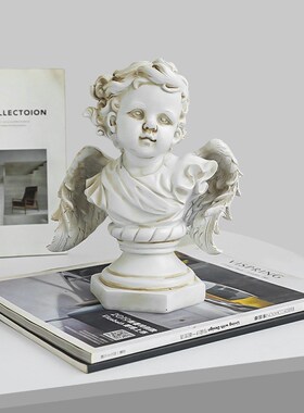 北欧可爱风罗马柱天使雕塑摆件客厅玄关艺术样板房家居装饰品摆设